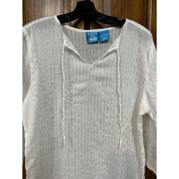 Blue Island Large Gauze Swim Cover, Blouse, with embroidered Palm Trees - Picture 7 of 8